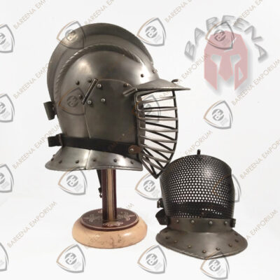 BE - Sturmhaube Helmet – 14 Gauge Steel | Interchangeable Bar Grill & Perforated Faceplate | Handcrafted for HEMA & Reenactment