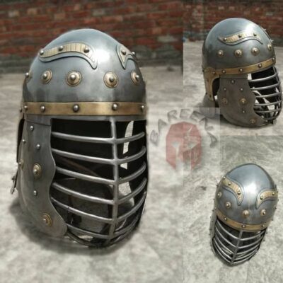 Roman Helmet with Brass Embellishments