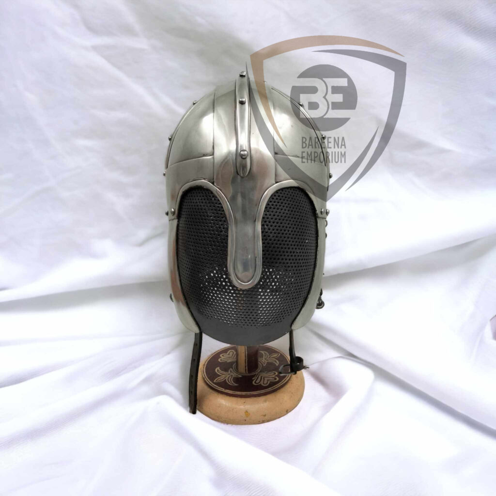 BE - Saxon Helmet – 14 Gauge Steel | Fixed Perforated Faceplate | Multiple Sizes - Image 2