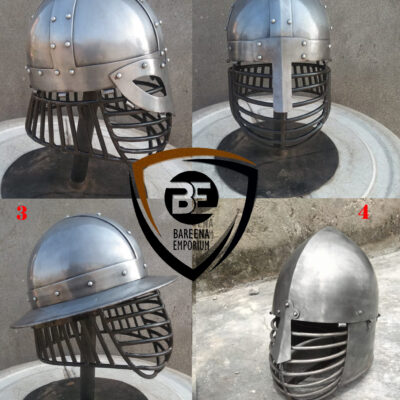 Basic Medieval Helmets Bundle featuring handmade steel helmets for SCA, reenactment, LARP, cosplay and historical armor collections