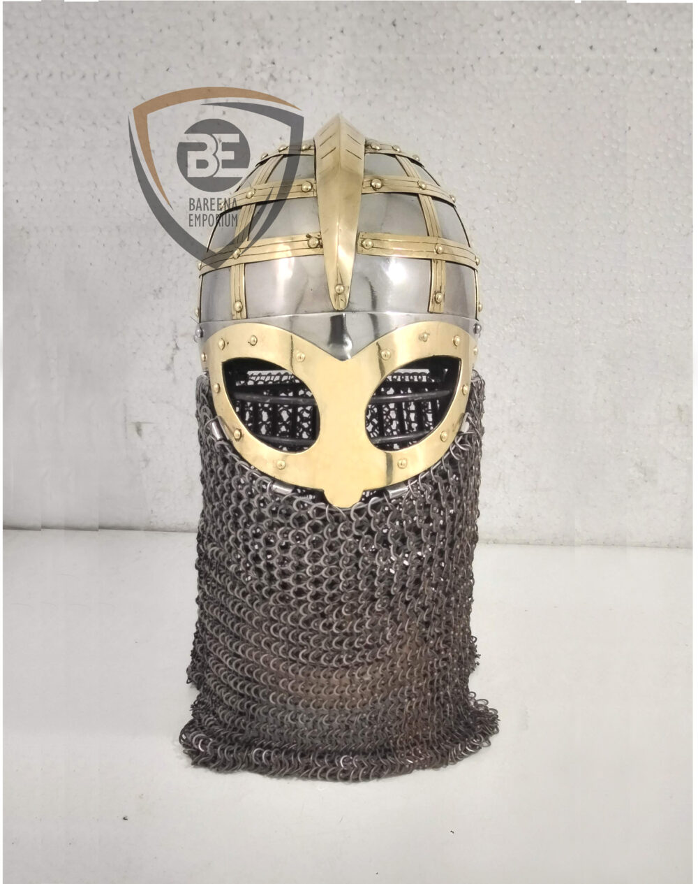 BE - Vendel Ocular Helmet – Viking Warrior Armor with Chainmail Aventail