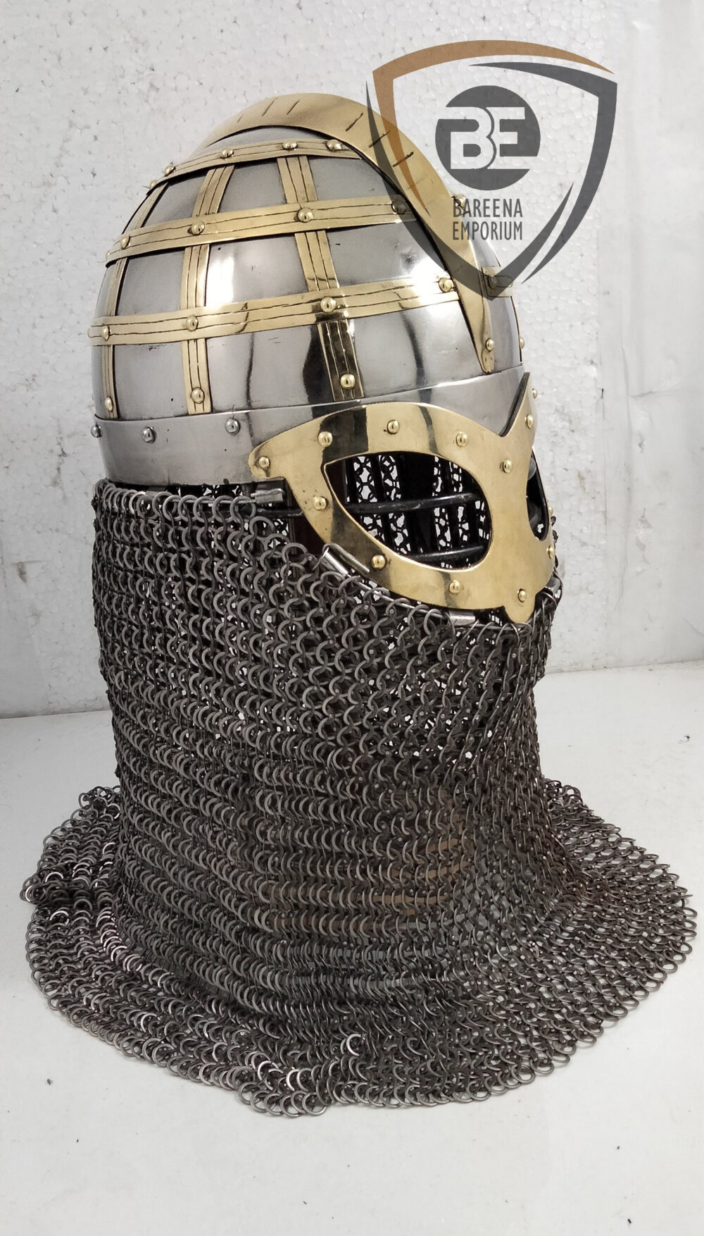 BE - Vendel Ocular Helmet – Viking Warrior Armor with Chainmail Aventail - Image 2