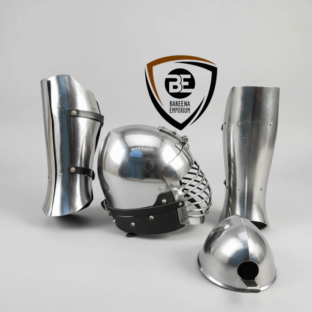 Bundle Offer: Helmet, Greaves & Hilt – Premium Steel Armor Set | Free Shipping
