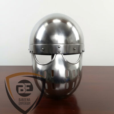 Crusader Helmet with Face Protection Guard – 14 Gauge Steel | LARP & Reenactment Armor