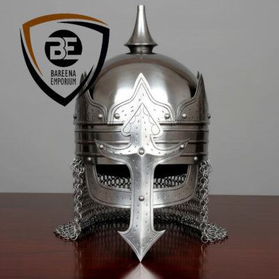 Gjermundbu Style Viking Helmet – 18 Gauge Mild Steel | Fantasy Norse Helmet with Embellished Crown | LARP & Reenactment Replica Armour