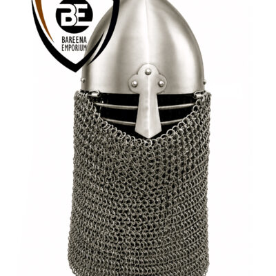 Norman Conical Helmet with Bar Grill | Riveted Aventail - Bareena