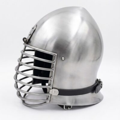 Bascinet Helmet With Bar Grill Visor | 14 Gauge Steel