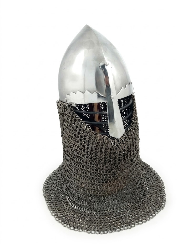 Norman Helmet with Bar Grill & Chainmail - Image 2